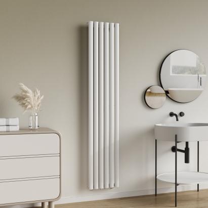 Radiator tubular vertical Nore alb 180x36 cm, 707W, o singură placă