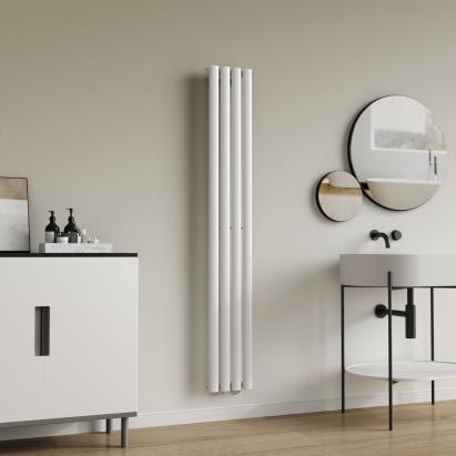 Radiator portprosop vertical Nore alb 160x24 cm, 438W, otel