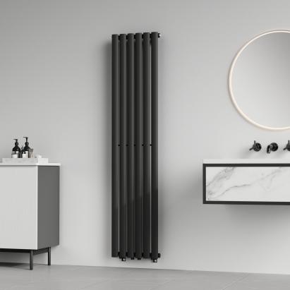 Radiator vertical de baie Nore, negru, 160x36 cm, 636W, otel
