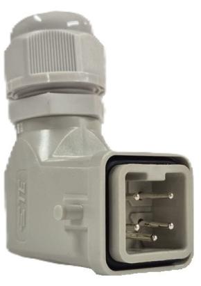 Conector industrial dreptunghiular 4 poli STE HDC-HA-004M, IP65, 90°