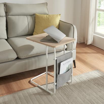 Laptoptisch Dyrøy 56x48x37cm Weiß/Eiche [en.casa]