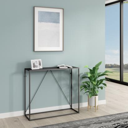 Masă consolă Austevoll 90x30x80 cm neagră, design modern