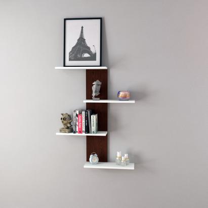 Raft de perete Hammerfest cu 4 polițe, wenge și alb, 78x17x100 cm