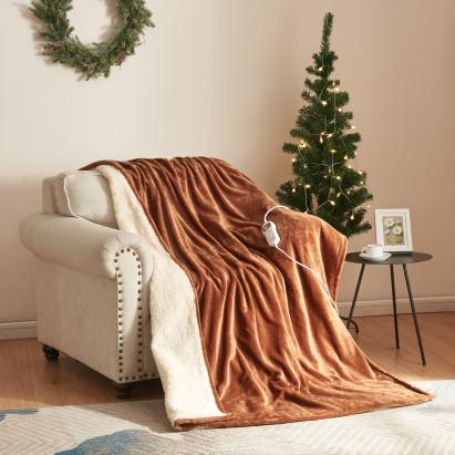 Patura electrica maro 180x130 cm cu 10 trepte de incalzire si timer