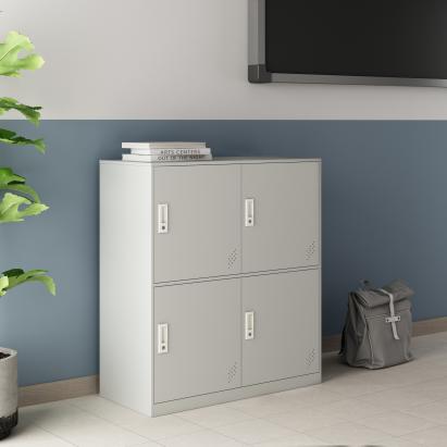 Dulap metalic vestiar Rautavaara cu 4 compartimente încuiabile, gri deschis