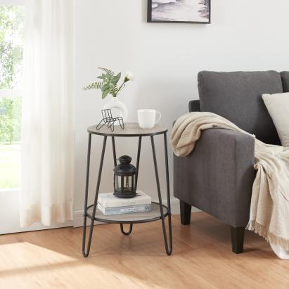 Beistelltisch Ylöjärvi mit 2 Ablagen Schwarz/Eiche-Optik [en.casa]