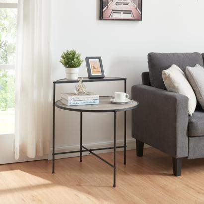 Beistelltisch Fyresdal Schwarz/Eiche-Optik [en.casa]