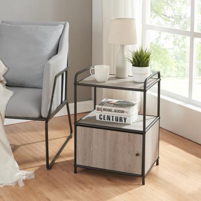 Beistelltisch Gulen Schwarz/Eiche-Optik [en.casa]