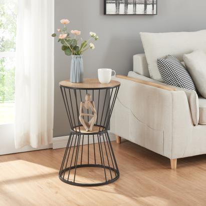 Beistelltisch Fossbergom Schwarz/Eiche-Optik [en.casa]