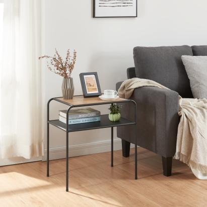 Beistelltisch Krødsherad 55x51x36cm Schwarz/Eiche [en.casa]