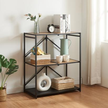 Klappregal Telemark 81x68x38 cm Schwarz/Eiche-Optik [en.casa]