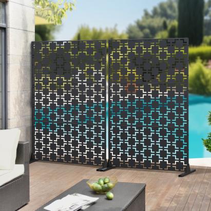 Paravan exterior Basciano din otel galvanizat 180x120 cm, negru