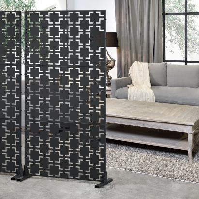 Paravan despărțitor Basciano din oțel zincat, negru, 180x90 cm