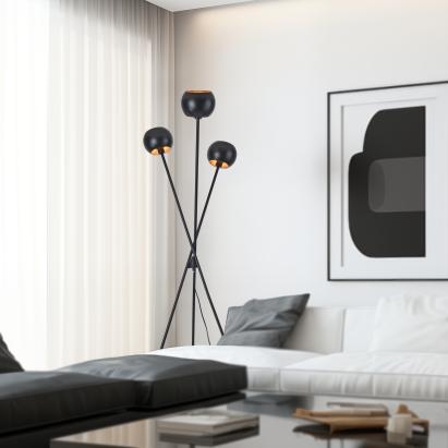 Lampadar Nykvarn cu 3 abajururi, negru și auriu, 161 cm