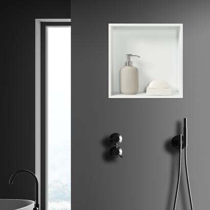 Nișă de perete încastrată pentru baie 32x32x10 cm alb mat