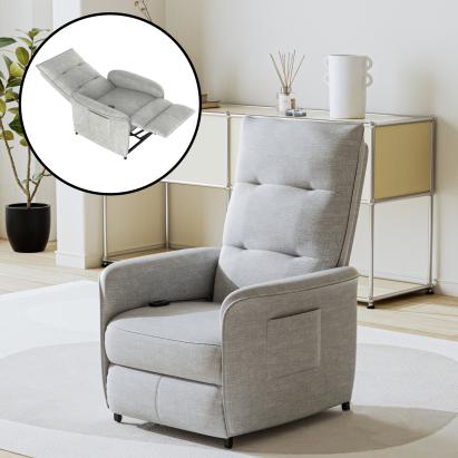 Fotoliu electric recliner Savukoski, gri deschis, 102x58x81 cm