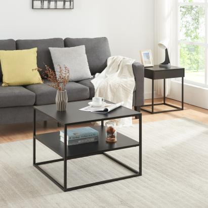 Couchtisch Solund mit Ablage 60x60x45 cm Schwarz, matt [en.casa]