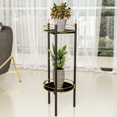 Blumenständer Oulainen 79x28x28cm Schwarz/Gold [en.casa]