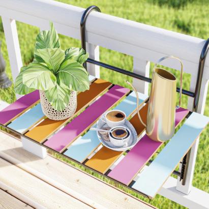 Masă suspendată pliabilă pentru balcon Petäjävesi, multicoloră
