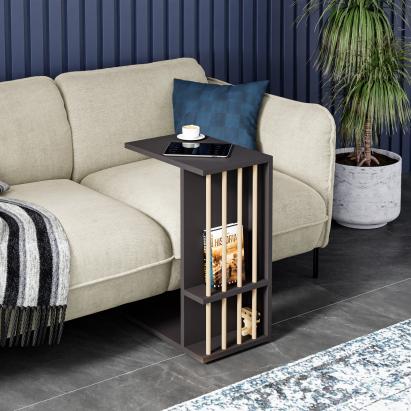 Beistelltisch Siikainen 65x44x29 cm Schwarz [en.casa]