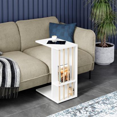 Beistelltisch Siikainen 65x44x29 cm Weiß [en.casa]