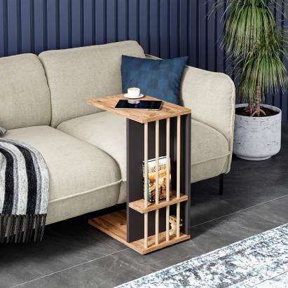 Beistelltisch Siikainen 65x44x29 cm Holzoptik/Schwarz [en.casa]