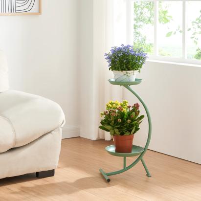 Blumenständer Aalten 61,5x30x25cm Metall Grün [en.casa]