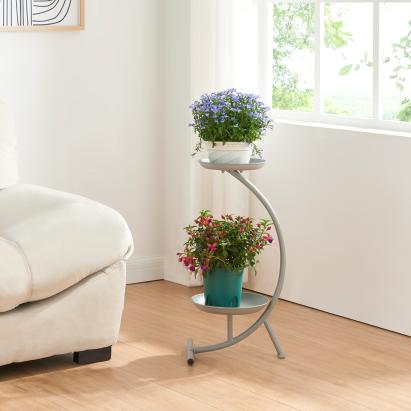 Blumenständer Aalten 61,5x30x25cm Metall Grau [en.casa]