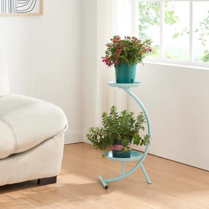 Blumenständer Aalten 61,5x30x25cm Metall Hellblau [en.casa]