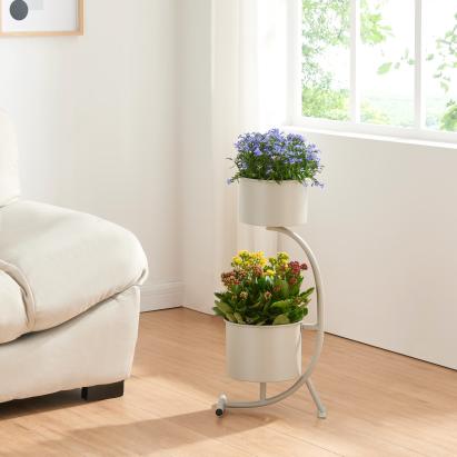 Blumenständer Almelo 63x29x21cm Metall Hellgrau [en.casa]