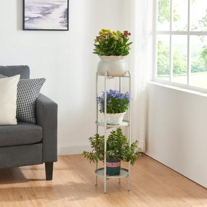 Blumenständer Altena 94,5x27x27 cm Hellgrau [en.casa]