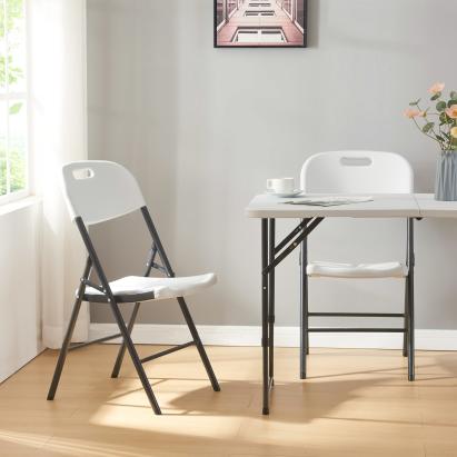 Klappstuhl Ljusnarsberg 2er Set Kunststoff Weiß [en.casa]