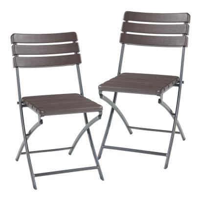 Set 2 scaune pliante pentru exterior Lillestrøm, aspect lemn, maro închis