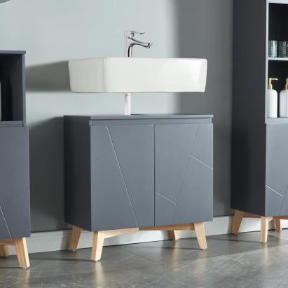 Waschbeckenunterschrank Overath 60x60x30cm Grau [en.casa]