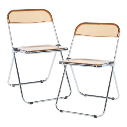 Set 2 scaune pliabile Pornainen transparente portocalii [en.casa]