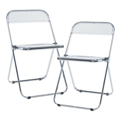 Set 2 scaune pliante transparente Pornainen, cadru metalic