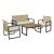 Set mobilier de grădină Calciano, 4 piese, cu perne bej și blat din acacia