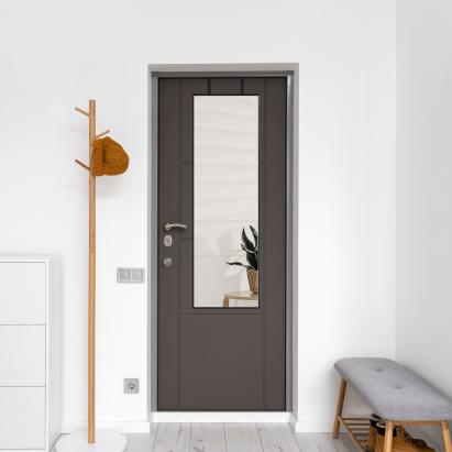 Oglindă de ușă Lesina cu ramă din aluminiu, 120x37 cm, neagră