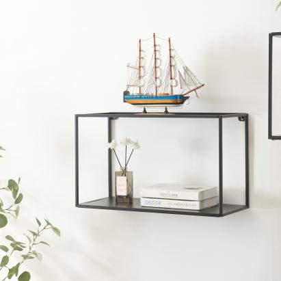 Wandregal Notodden 60x25x35cm Schwarz [en.casa]