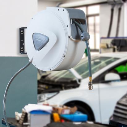 Tambur cu furtun de aer comprimat 20 m + 2 m, retractabil, [pro.tec]