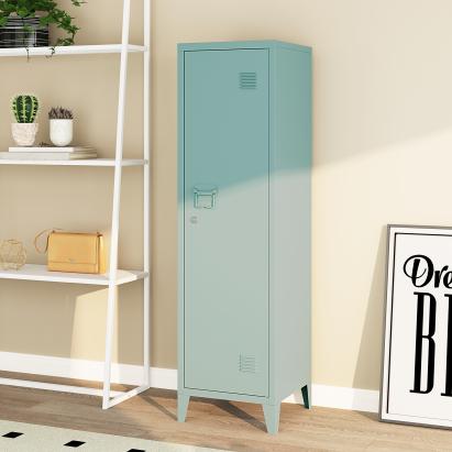 Dulap metalic vestiar Kurikka cu 1 usa, 137x38x38 cm, albastru