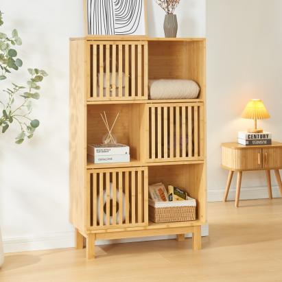 Bücherregal Ypäjä 126x76x33 cm Bambus [en.casa]