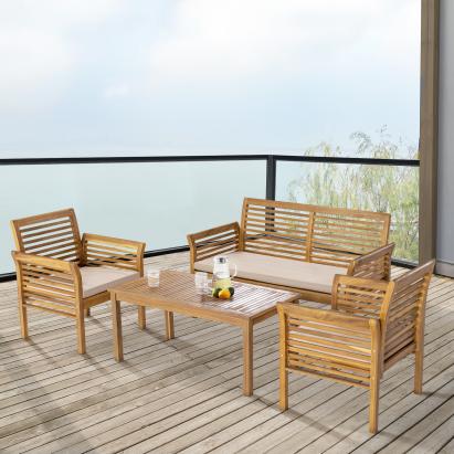 Set mobilier de grădină Candela, 4 piese, lemn de acacia
