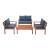 Set mobilier de grădină Brittoli 4 piese din lemn de acacia cu perne