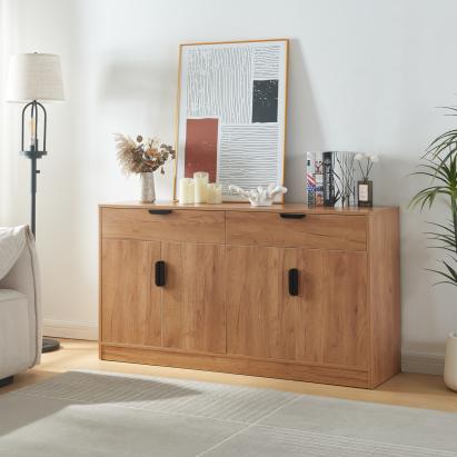 Sideboard Varkaus 75x140x40cm MDF Eichenoptik [en.casa]