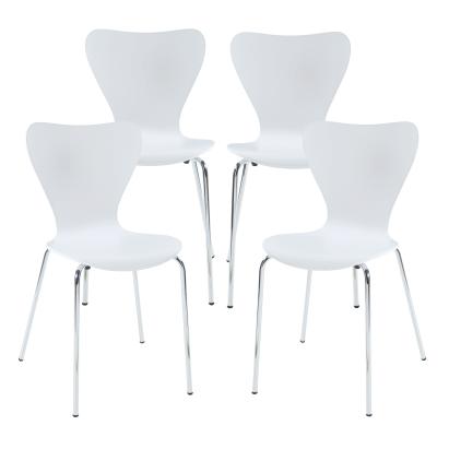 Esszimmerstuhl Essunga 4er Set Weiß mit Chromfarben [en.casa]