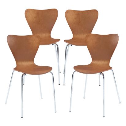 Esszimmerstuhl Essunga 4er Set Walnussoptik/Chromfarben [en.casa]