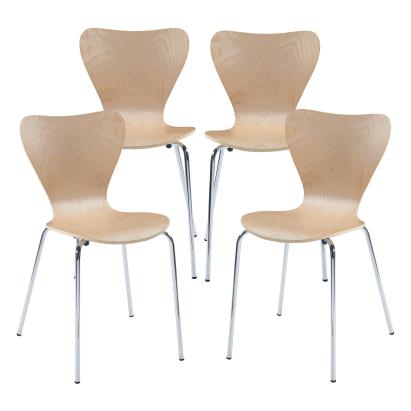 Set 4 scaune dining Essunga din lemn natur și metal cromat