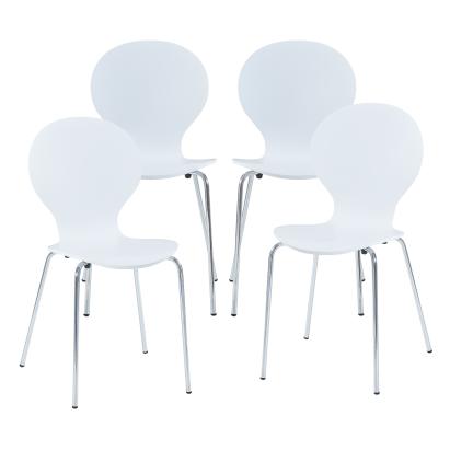 Esszimmerstuhl Etne 4er Set Weiß mit Chromfarben [en.casa]