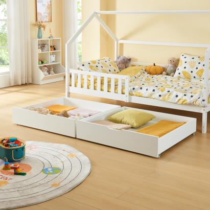 Bettkasten 2er Set Ydre 97,5x92x22 cm Weiß [en.casa]